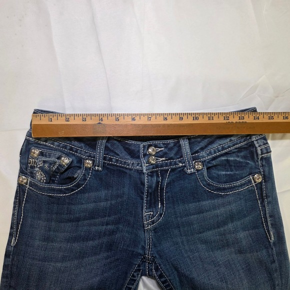 Miss Me Jeans Womens 28 Embroidered Flap Pocket Bootcut Thick Stitch 28W X 31L - Picture 9 of 14